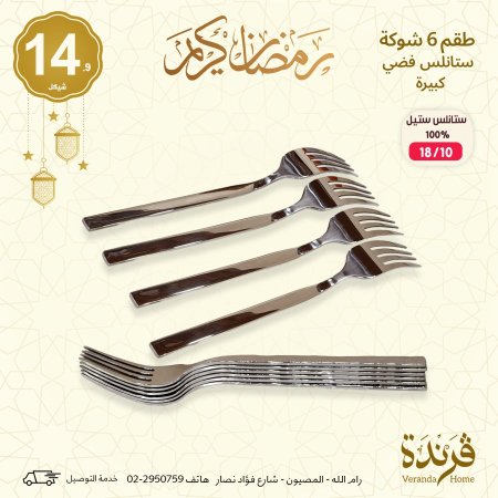 طقم 6 شوك فضي حجم كبير